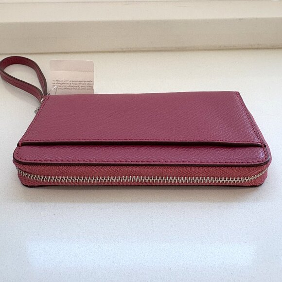 Coach Crossgrain Leather EW Universal Case Zip Wallet Wristlet Sunset Red NEW - Picture 8 of 10